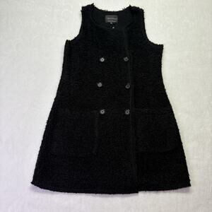 Revolve Sanctuary Boucle Knit Long Line Button Front Sweater Vest Black Size S